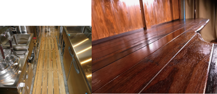 木材用無機塗料「すべらん」が含有する銀イオンによる除菌効果を示す様子